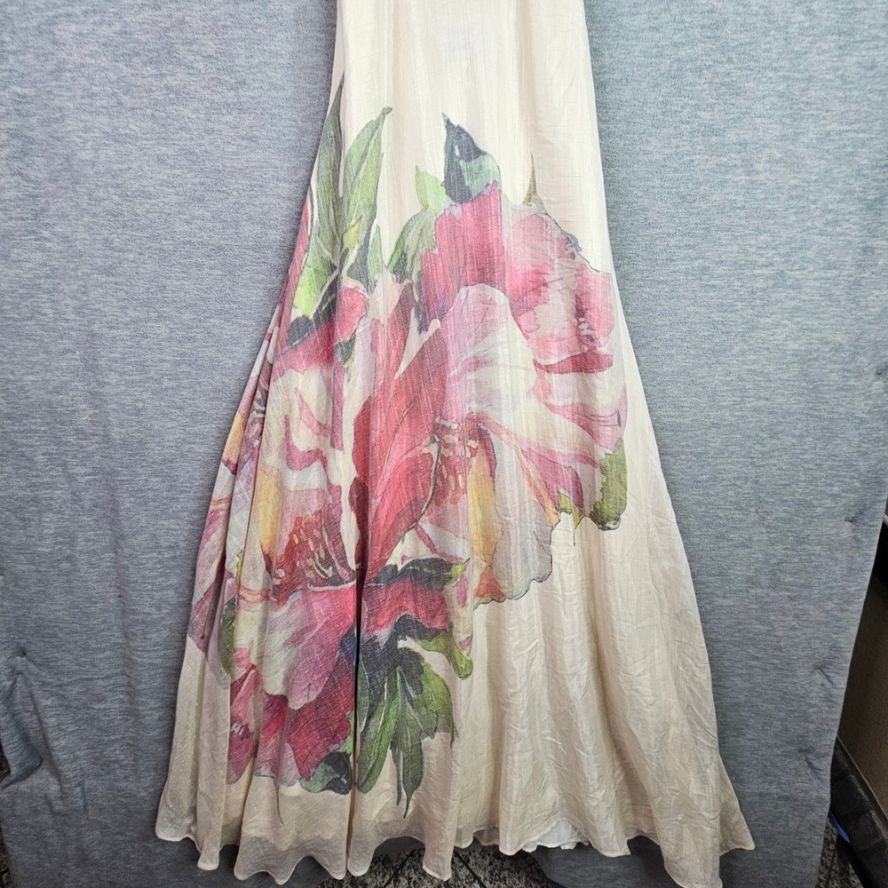 Lulus Garden Cream Floral Print V-Neck Backless Maxi Dress Sz S - Picture 3 of 15